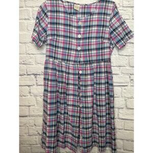 Blair Vintage Women's Housecoat Dress Short Sleeve Full Button Up Plaid SZ Small
